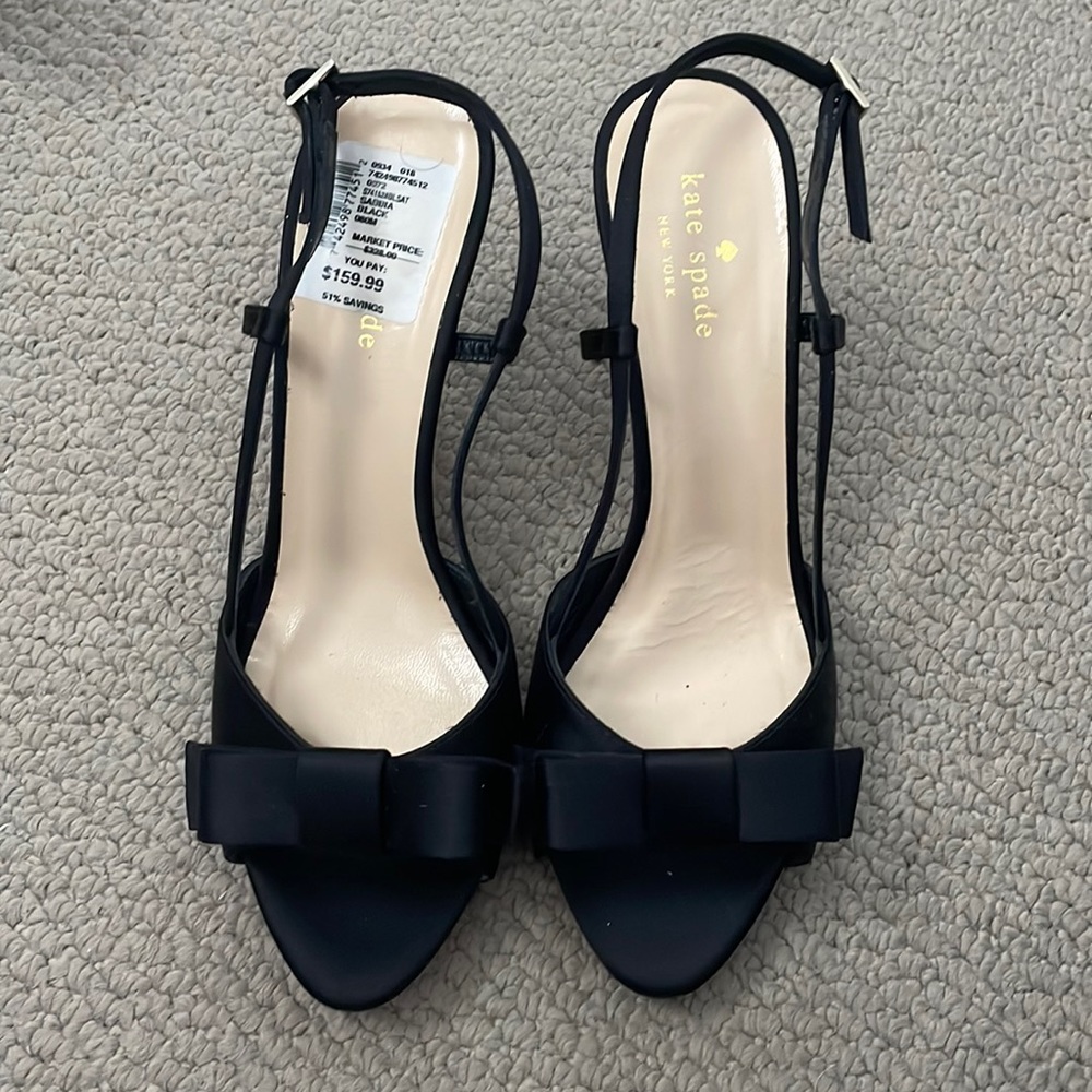 Kate spade black satin dress shoe